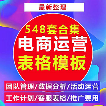 电商运营excel表格 店铺推广计划报表数据分析淘宝天猫策划方案