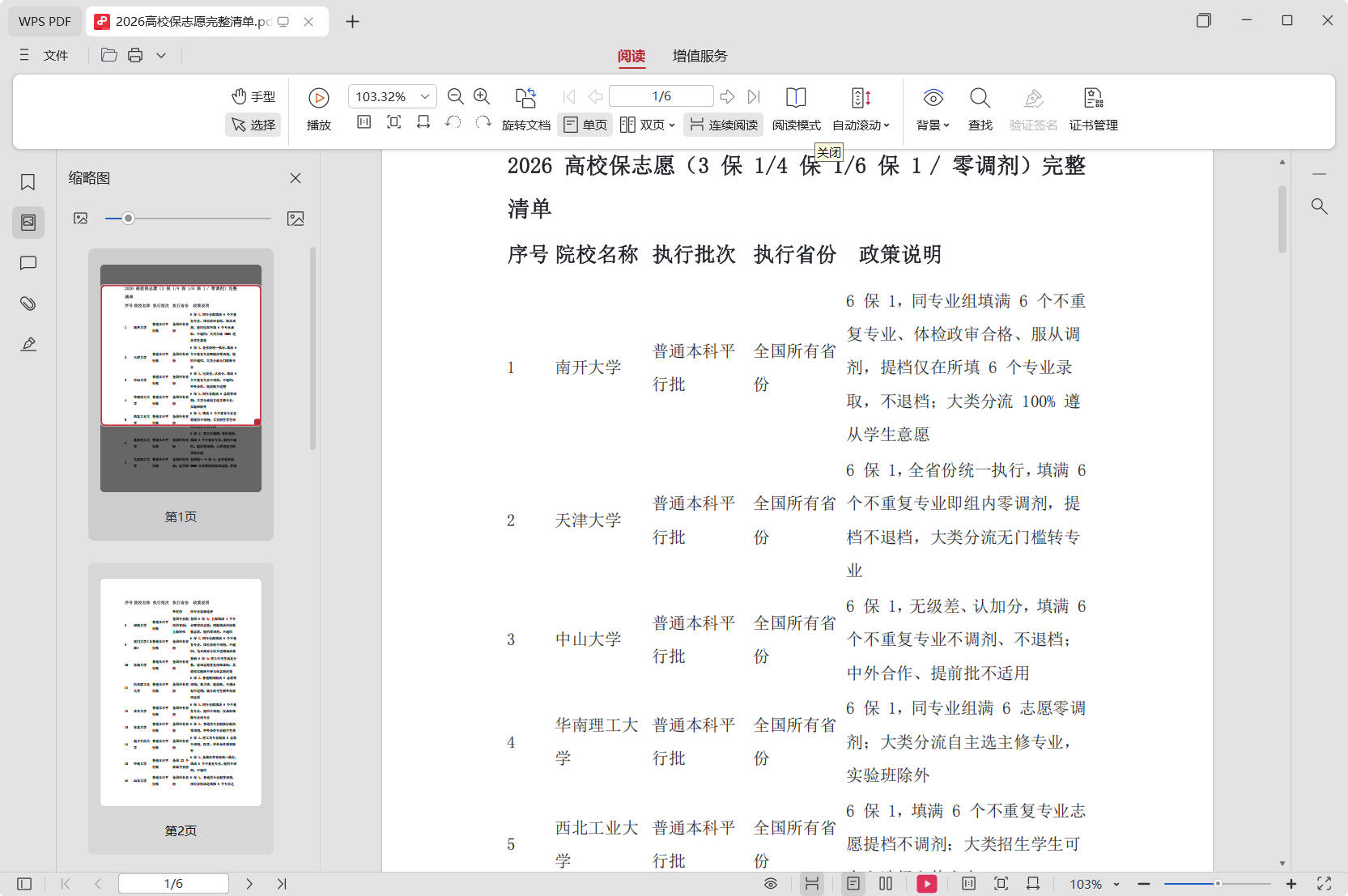 2026高校保志愿完整清单毕业生认真看