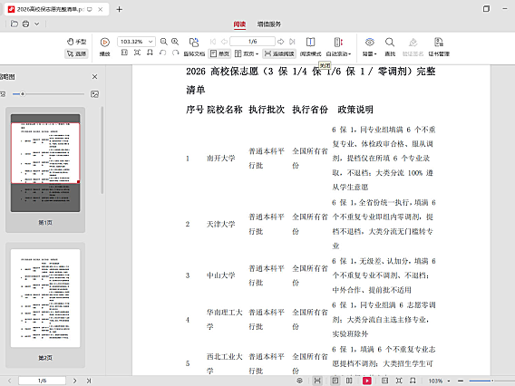 2026高校保志愿完整清单毕业生认真看