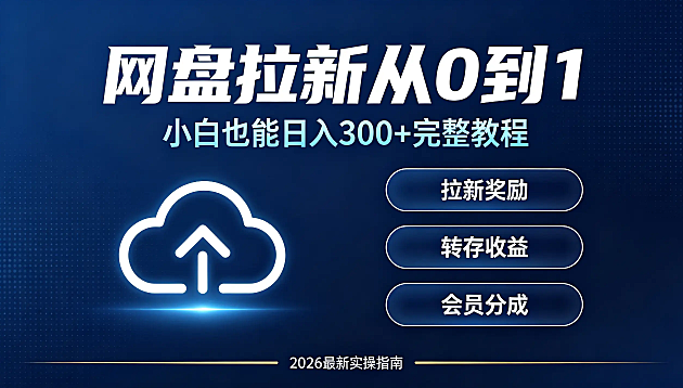 各网盘拉新保姆级教程：小白也能日入 300+ 只要勤快口嗨肯定没有